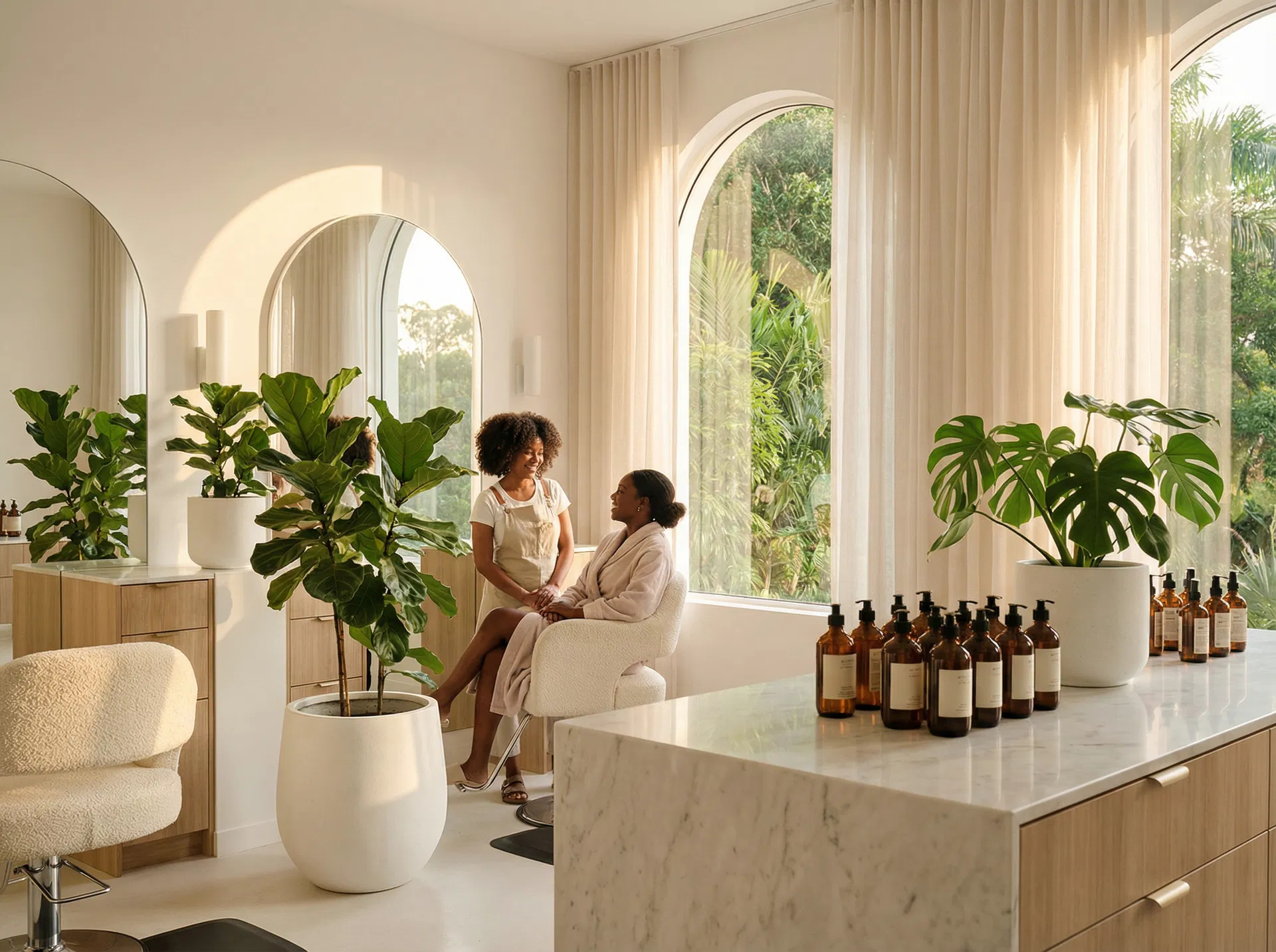 Luxury salon interior at Twists & Locs