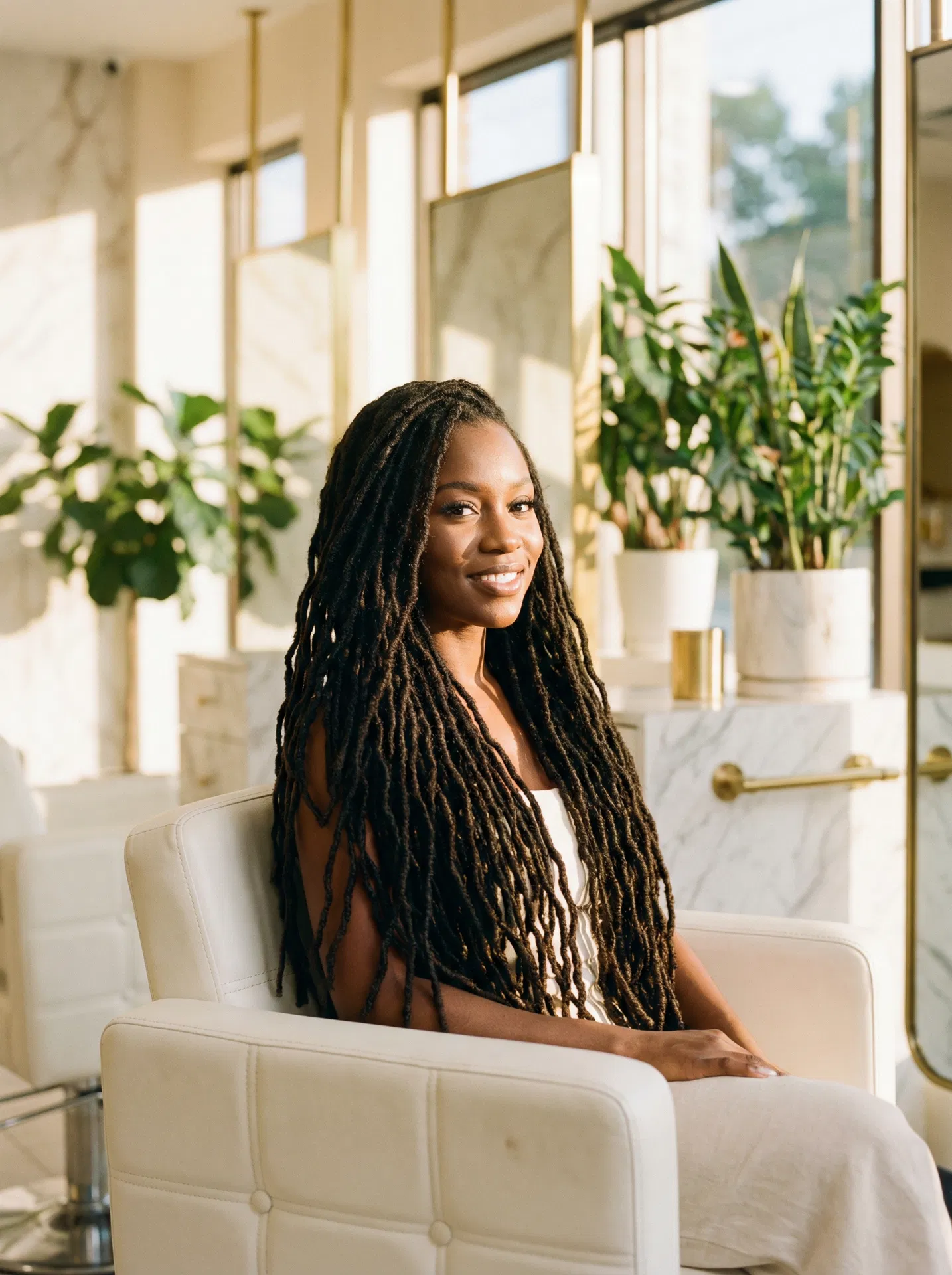 Client with beautiful locs at Twists & Locs Salon